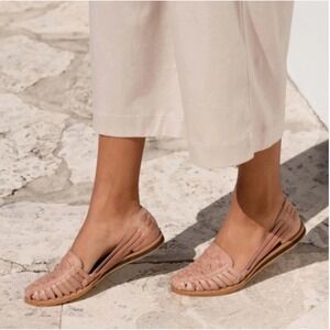 Nisolo Huarache Sandal Bone Leather Woven Flat Shoes Womens 11 Blush Nude